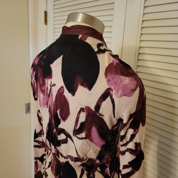 Simply Vera Wang Medium Floral Print Chiffon Trim Cardigan Waist Tie - Picture 7 of 9